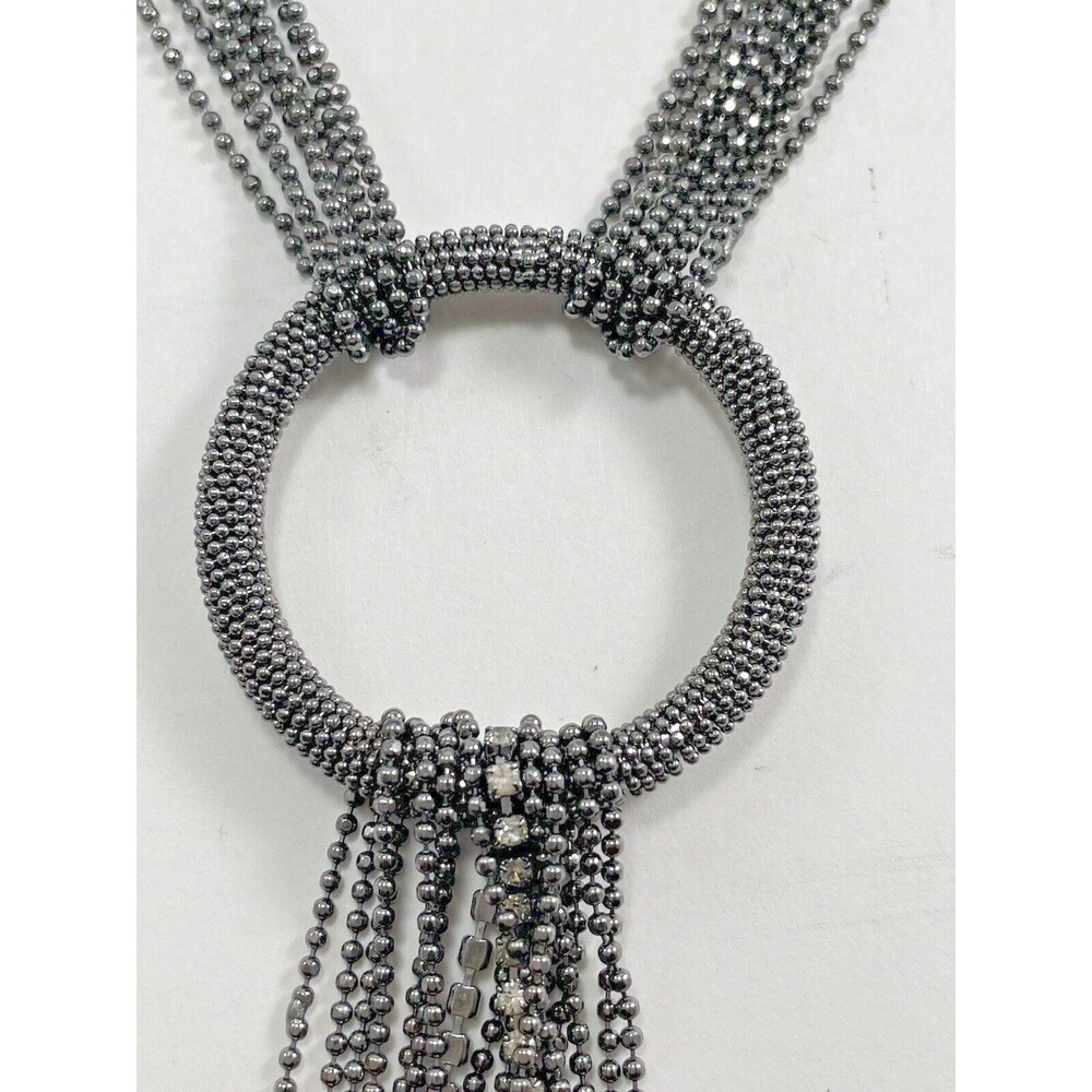 Joan Rivers Multichain And Circles 29 inch Necklace Rhinestone Dark Silver Tone - Picture 4 of 16